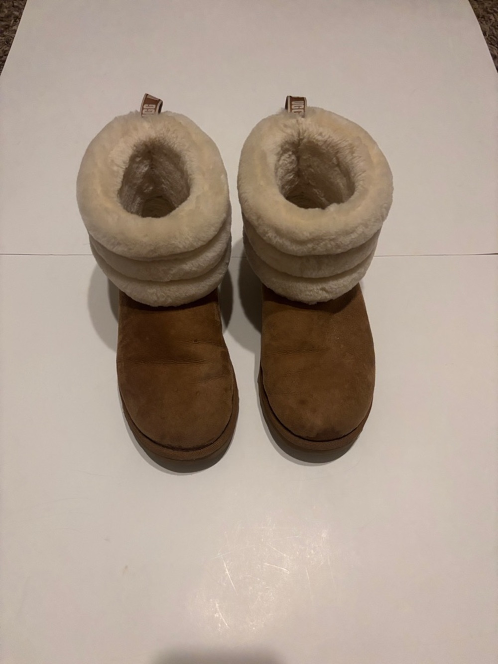 UGG Chestnut Suede Shearling Cuff Ankle Booties